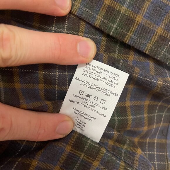 Frank & Oak Men’s Kapok Flannel Shirt - Blue, Black, Green - Picture 4 of 5